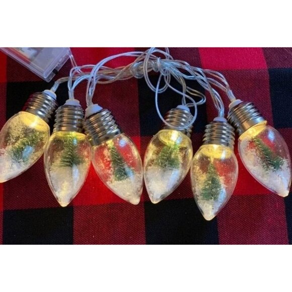 Christmas Snow Globe String Lights Bottle Brush Trees 2.5 Ft Battery LED Festive - Picture 8 of 8